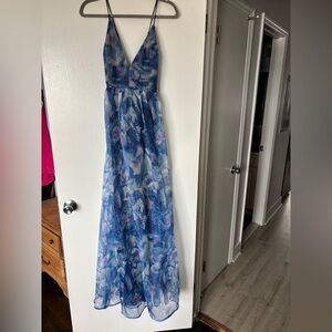 Lulu's Blue and White Floral Dress